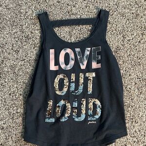 Justice Black Tank with Sequin Design